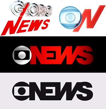 As marcas da GloboNews através dos tempos. A Crama assina as duas de baixo da imagem.