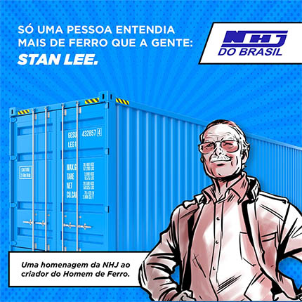 A Onzevinteum estreou com a homenagem a Stan Lee o aproveitamento de oportunidade para seu novo cliente NHJ, fabricante de cointainers de aço.