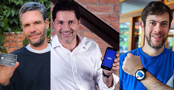 David Laloum, CEO da Y&R Brasil; Sergio Giorgetti, VP de Marketing da Visa; e Roberto Grosman, co-CEO da F.biz.