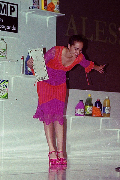 Alessandra Migani, a Alessa, na festa do Prêmio Colunistas Rio 2000.