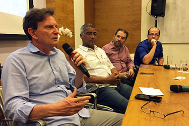 Marcelo Crivella, Romário, Eduardo Lopes (presidente do PRB no Rio) e Rafael Alves,