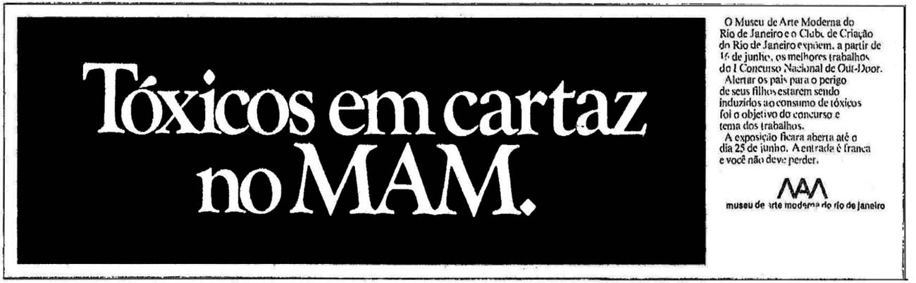 Aroldo Araujo para o MAM: "Tóxicos em cartaz no MAM"