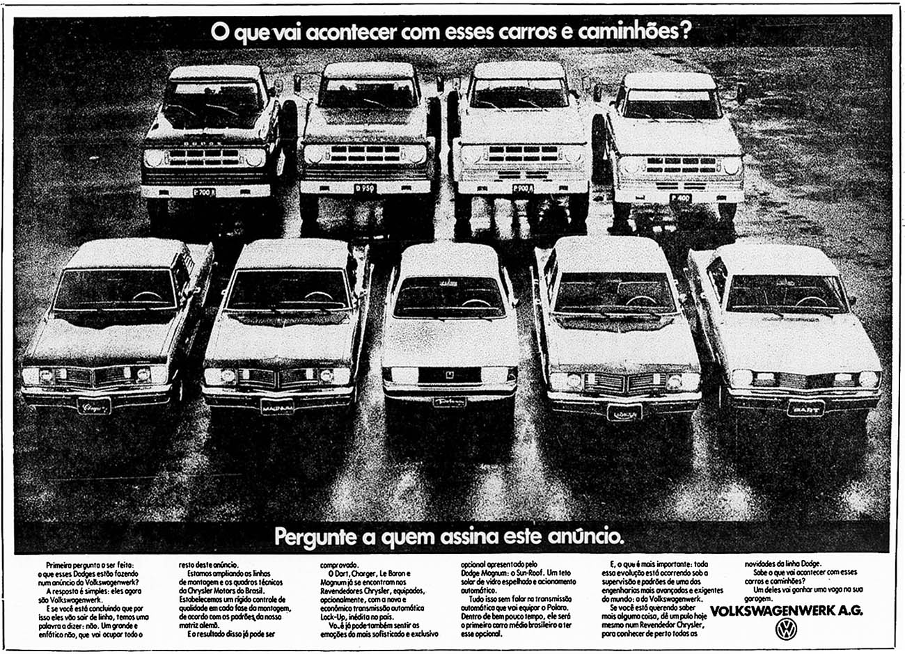 Denison para Volkswagenwerk A.G.: "O que vai acontecer com estes carros e caminhões?"