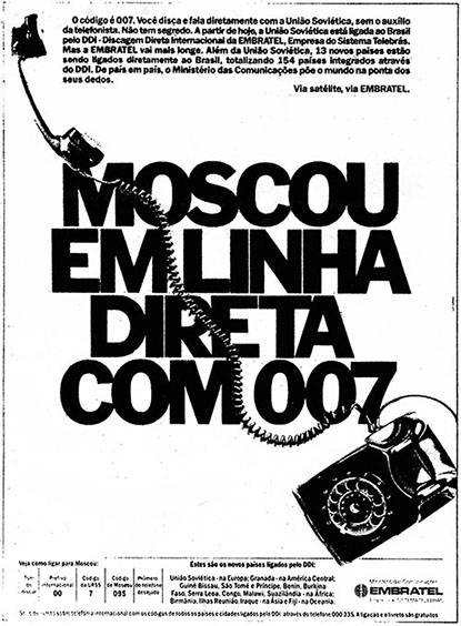 Giovanni para Embratel: Moscou em linha direta com 007