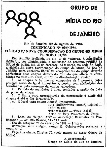 Grupo de Mídia do Rio de Janeiro - Eleições 1984