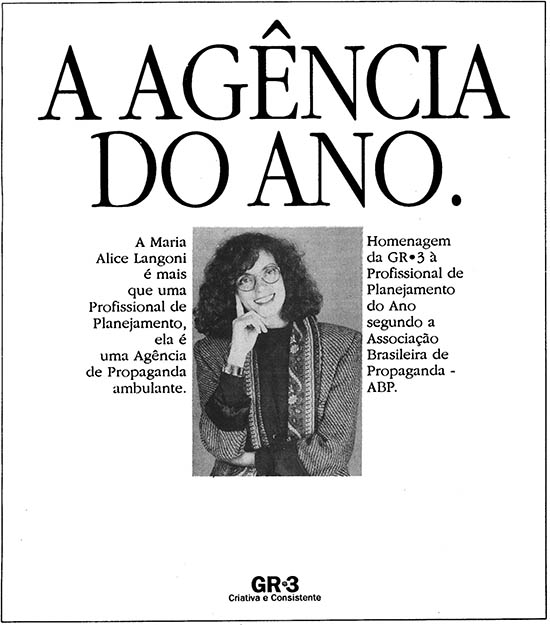 GR.3 para Maria Alice Langoni: Agncia do Ano