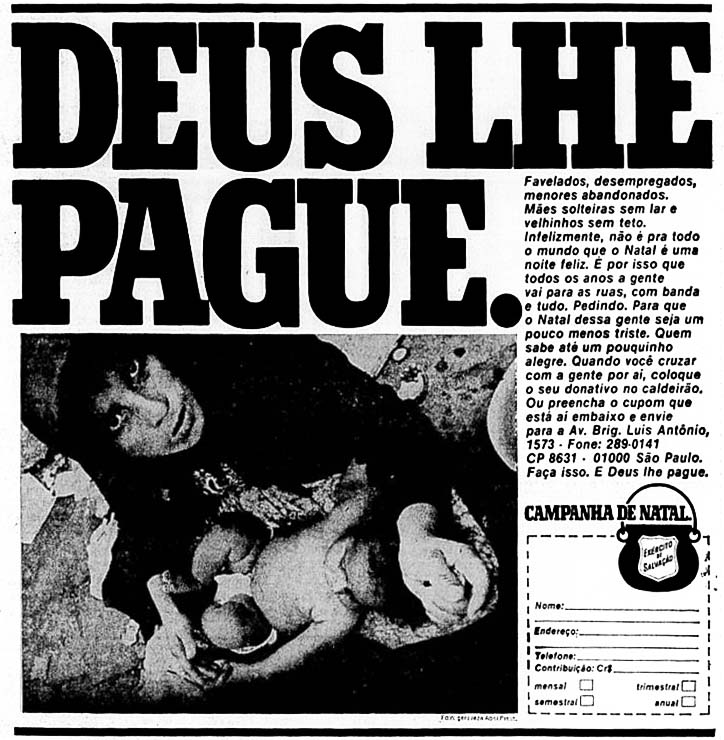 J.Walter Thompson para Exército da Salvação: "Deus lhe pague"