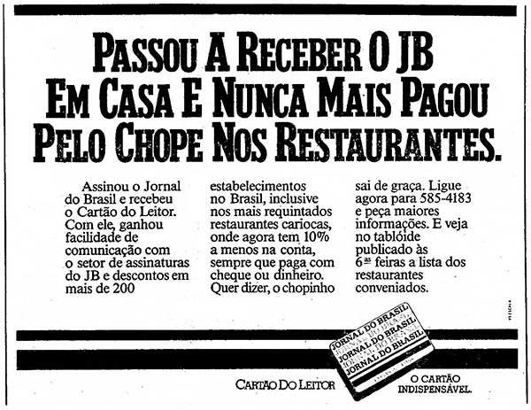 VS para Jornal do Brasil: "Passoua  receber o JB..."