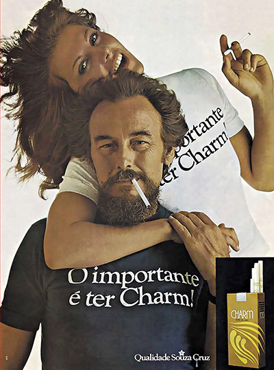 José Zaragoza, modelo do anúncio da sua DPZ para o cigarro Charm, da Souza Cruz.