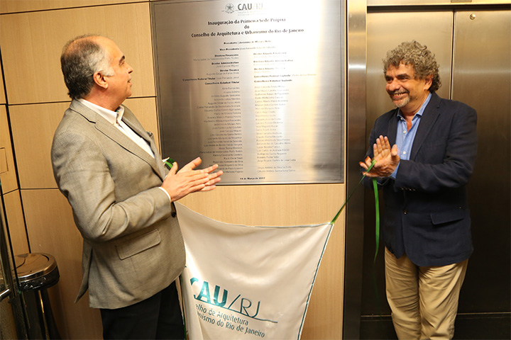 Haroldo Pinheiro, presidente da CAU/BR, e Jerônimo de Moraes, presidente da CAU/RJ.