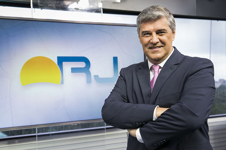 Flavio Fachel na nova identidade visual dos telejornais do Rio da Rede Globo