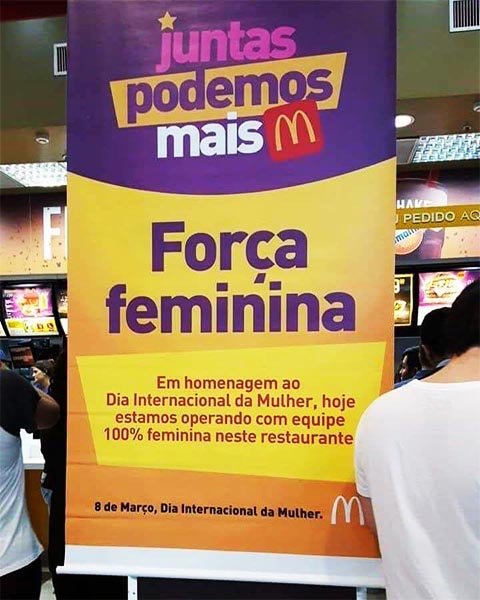 O banner da ação do McDonald's brasileiro pelo Dia Internacional da Mulher.