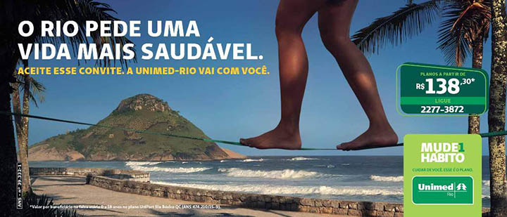 Outdoor da campanha "O Rio pede uma vida mais saudável", da Binder para a Unimed-Rio