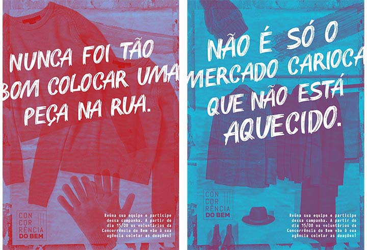 Dois dos cartazes distribuídos às agências cariocas na campanha "Concorrência do Bem",.