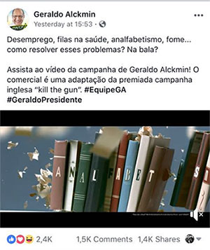 Postagem de Alckmin nas redes sociais fala sobre a adaptação.