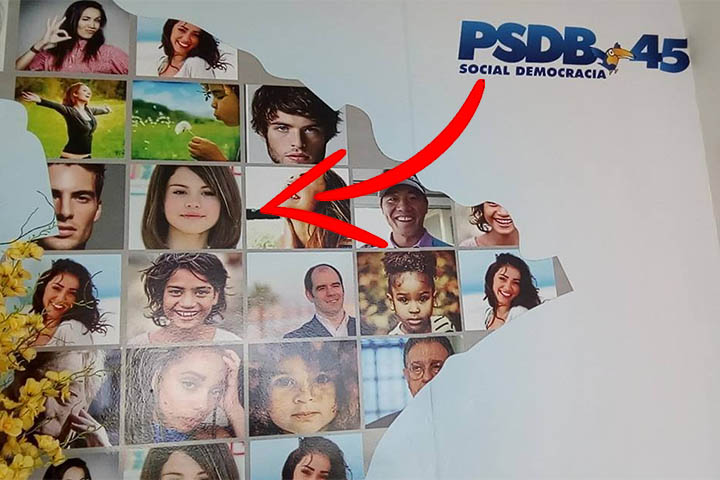 Selena Gomez no folheto do PSDB de Sergipe