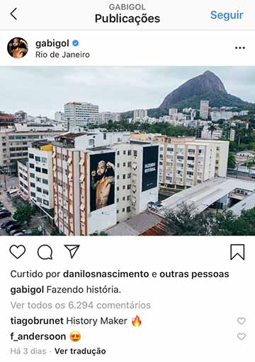 As empenas da Nike no Leblon foram parar no Instagram do Gabigol.