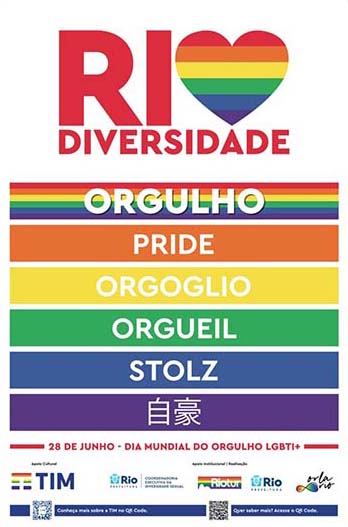 Cartaz do projeto Rio Diversidade, da Riotur, para o Dia Mundial do Orgulho LGBTI+